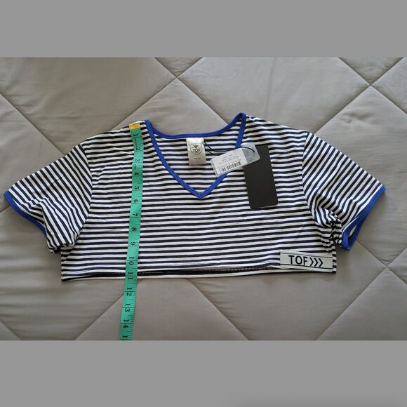 TOF Paris Sailor Crop Top, blue, size L, NWT - Picture 7 of 13